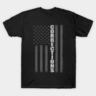 Thin Silver Line Flag - Corrections Officer Gift T-Shirt